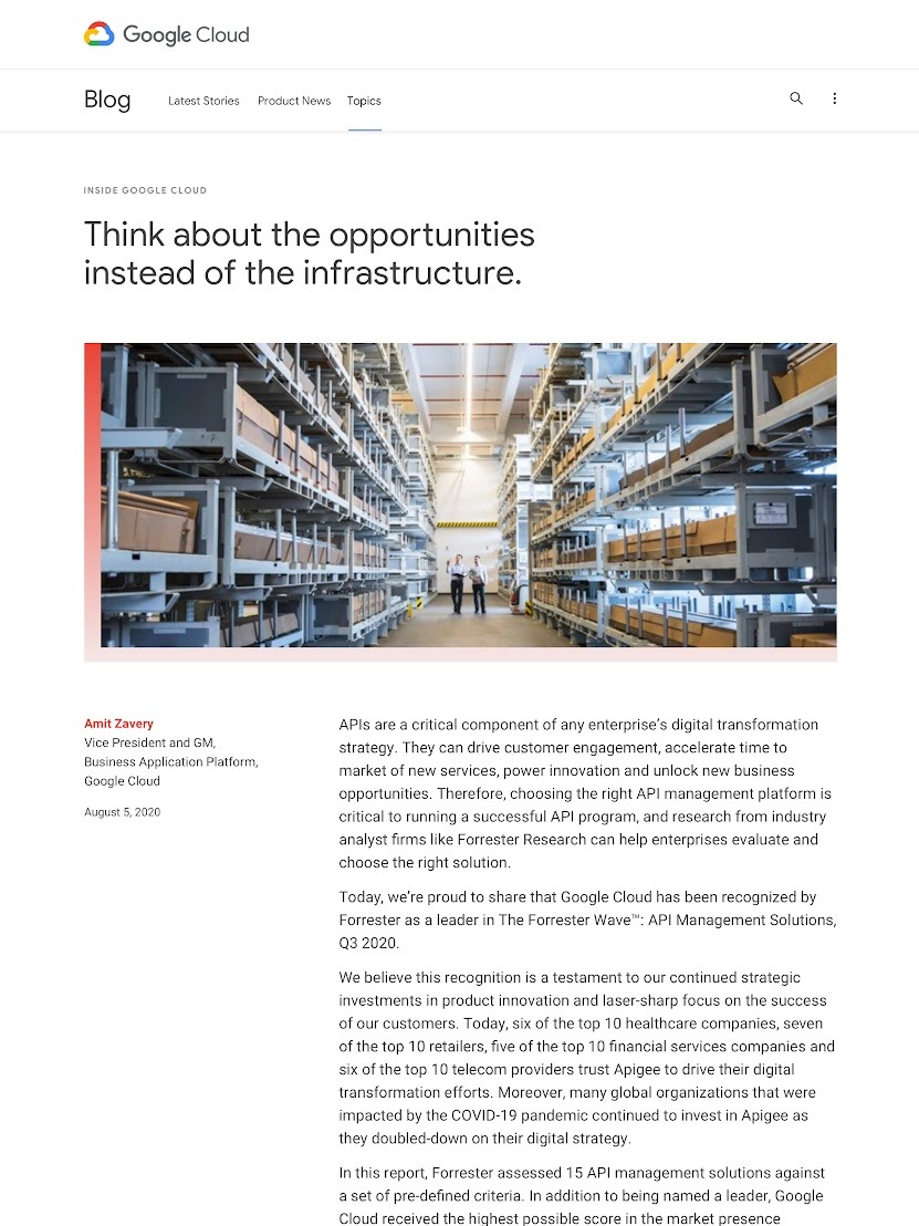 Blog, Think about the opportunities instead of the infrastructure